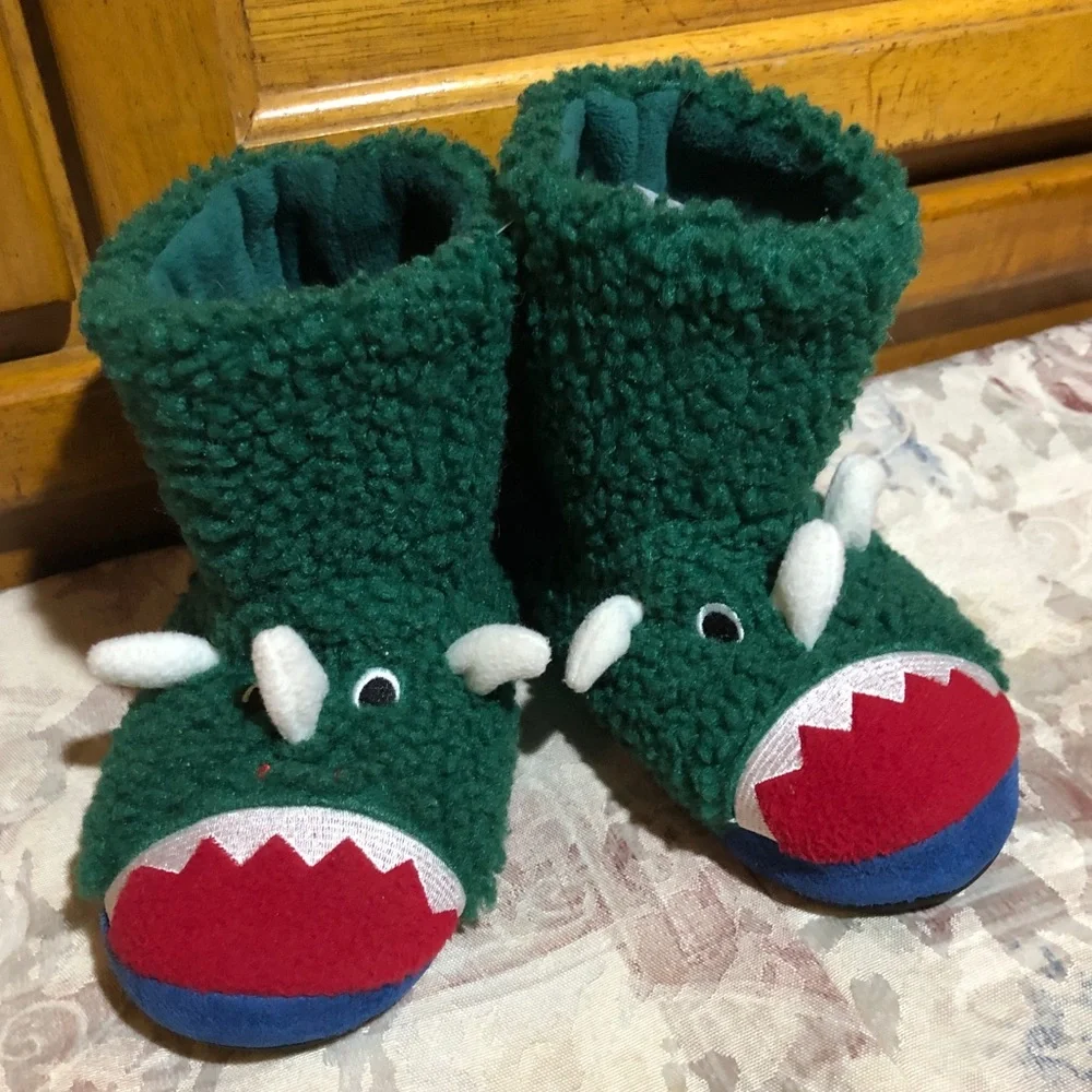Totes Toddlers Green Dino slippers Boots